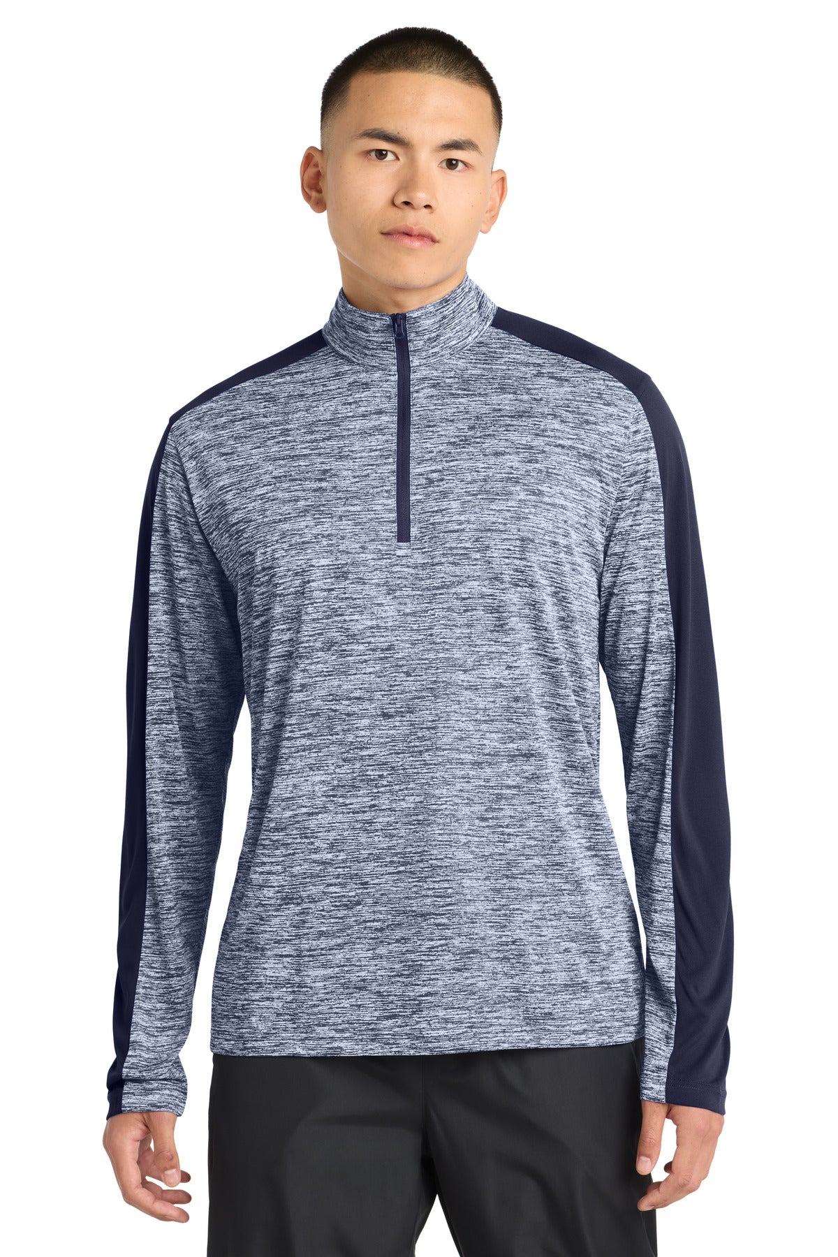 Sport-Tek PosiCharge Electric Heather Colorblock 1/4-Zip Pullover. ST397