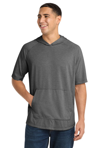 Sport-Tek  PosiCharge  Tri-Blend Wicking Short Sleeve Hoodie. ST404