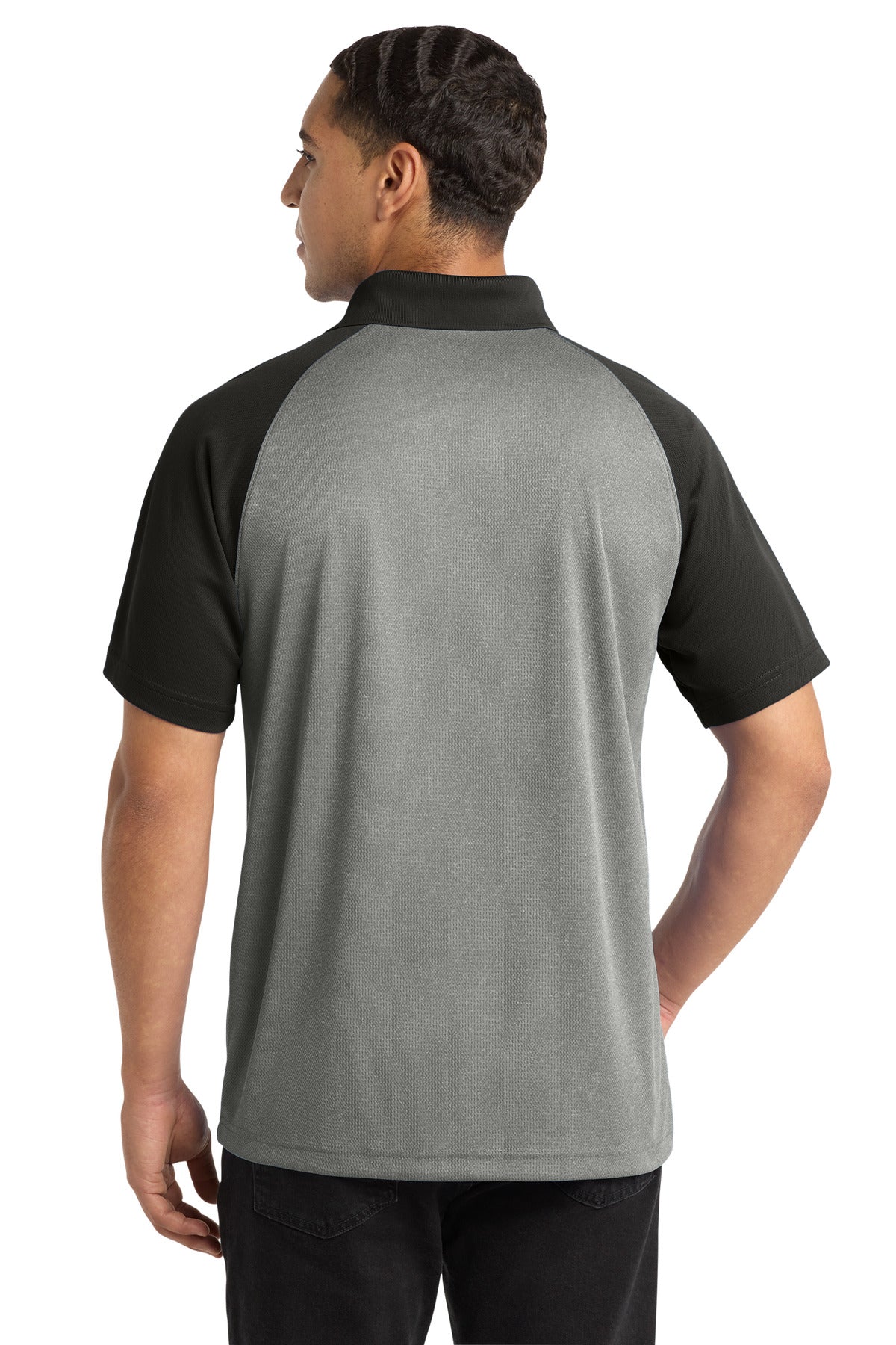 Sport-Tek  PosiCharge  RacerMesh  Raglan Heather Block Polo. ST641