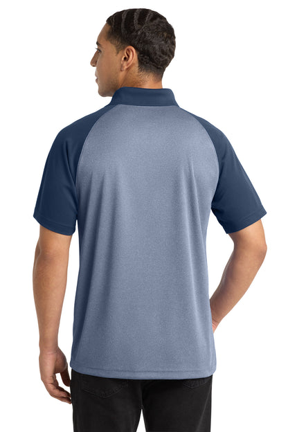Sport-Tek  PosiCharge  RacerMesh  Raglan Heather Block Polo. ST641