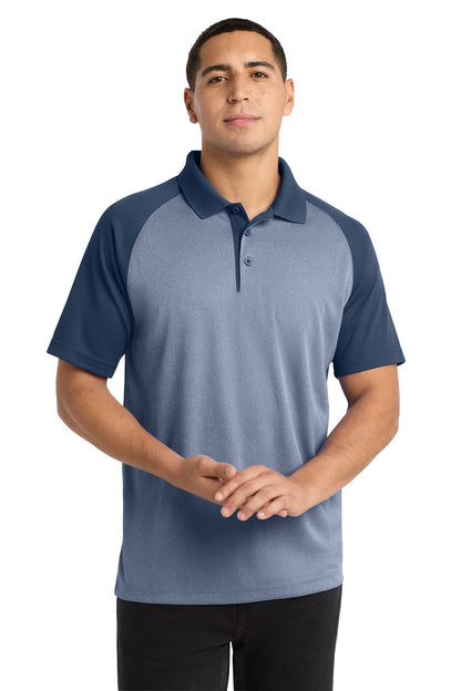 Sport-Tek  PosiCharge  RacerMesh  Raglan Heather Block Polo. ST641