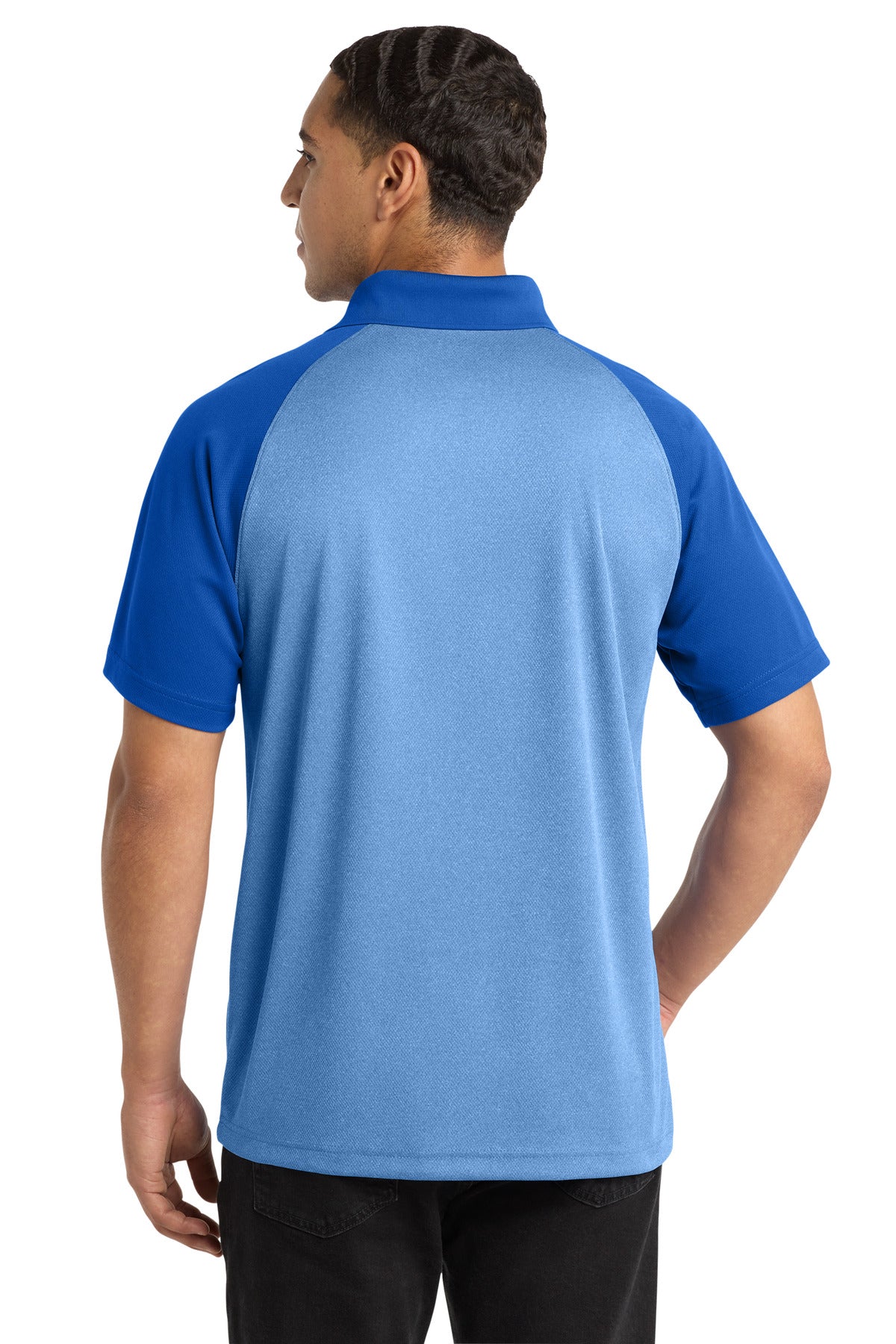 Sport-Tek  PosiCharge  RacerMesh  Raglan Heather Block Polo. ST641