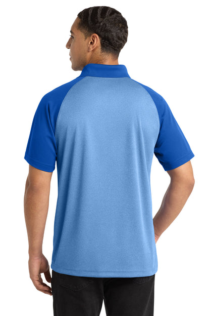 Sport-Tek  PosiCharge  RacerMesh  Raglan Heather Block Polo. ST641