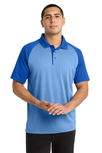 Sport-Tek  PosiCharge  RacerMesh  Raglan Heather Block Polo. ST641