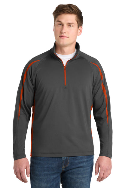 Sport-Tek Sport-Wick Stretch 1/4-Zip Colorblock Pullover. ST851