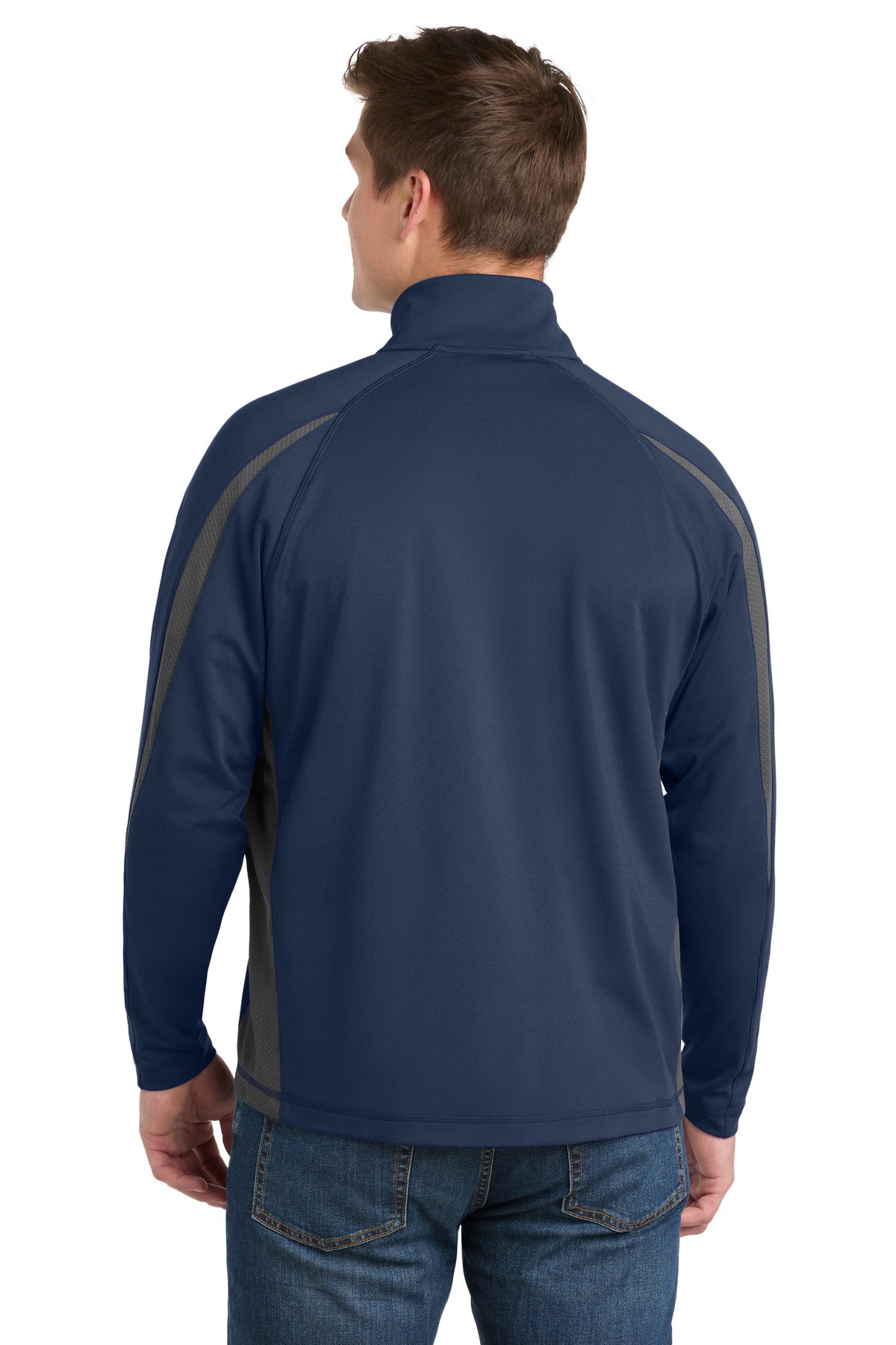 Sport-Tek Sport-Wick Stretch 1/4-Zip Colorblock Pullover. ST851