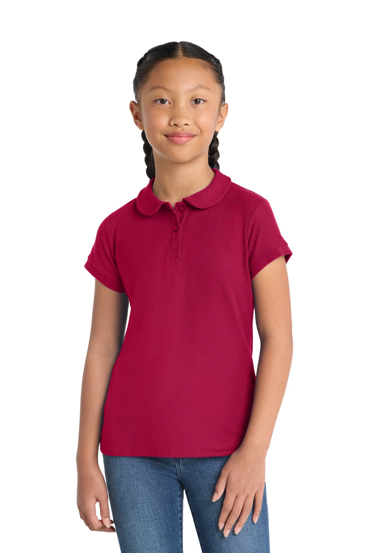 Port Authority Girls Silk Touch Peter Pan Collar Polo. YG503