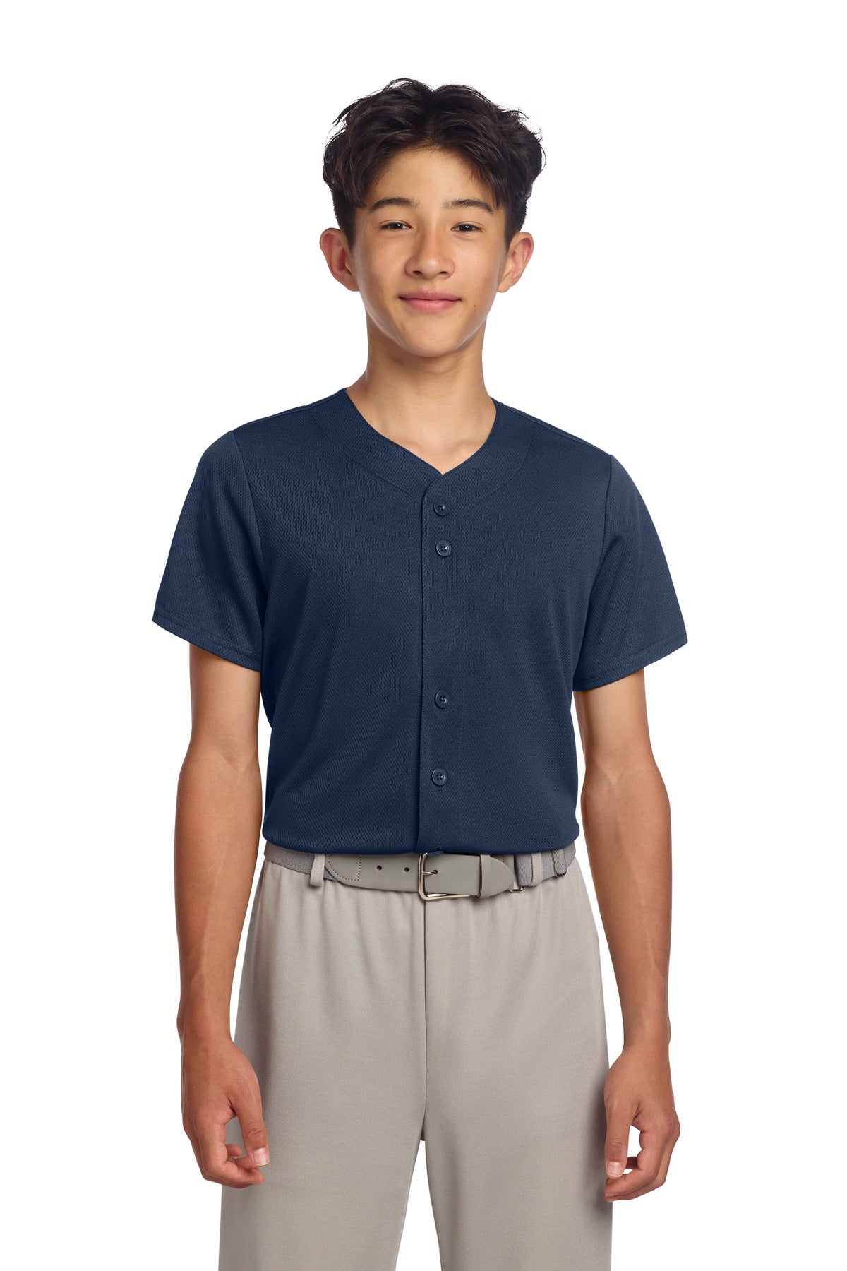 Sport-Tek Youth PosiCharge Tough Mesh Full-Button Jersey YST220