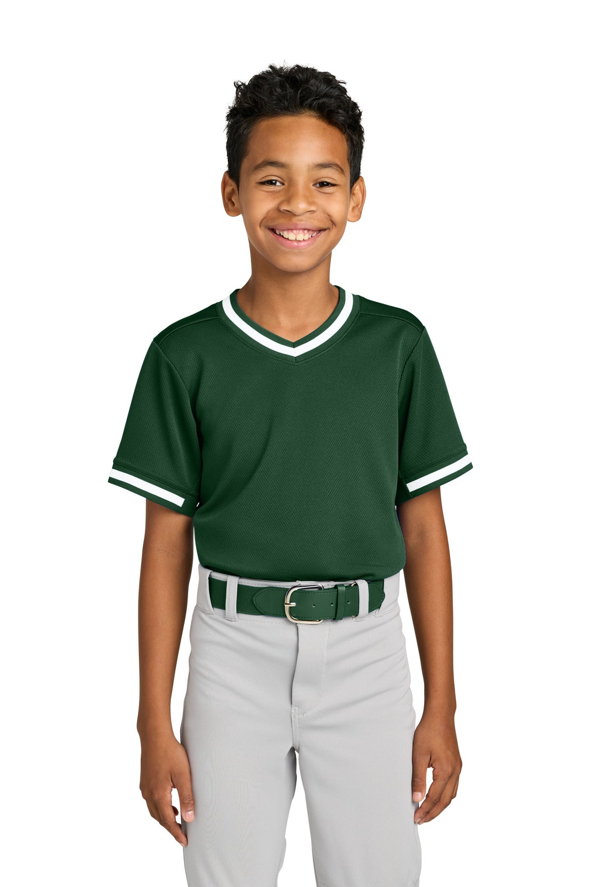 Sport-Tek Youth Tough Mesh V-Neck Baseball Jersey YST221