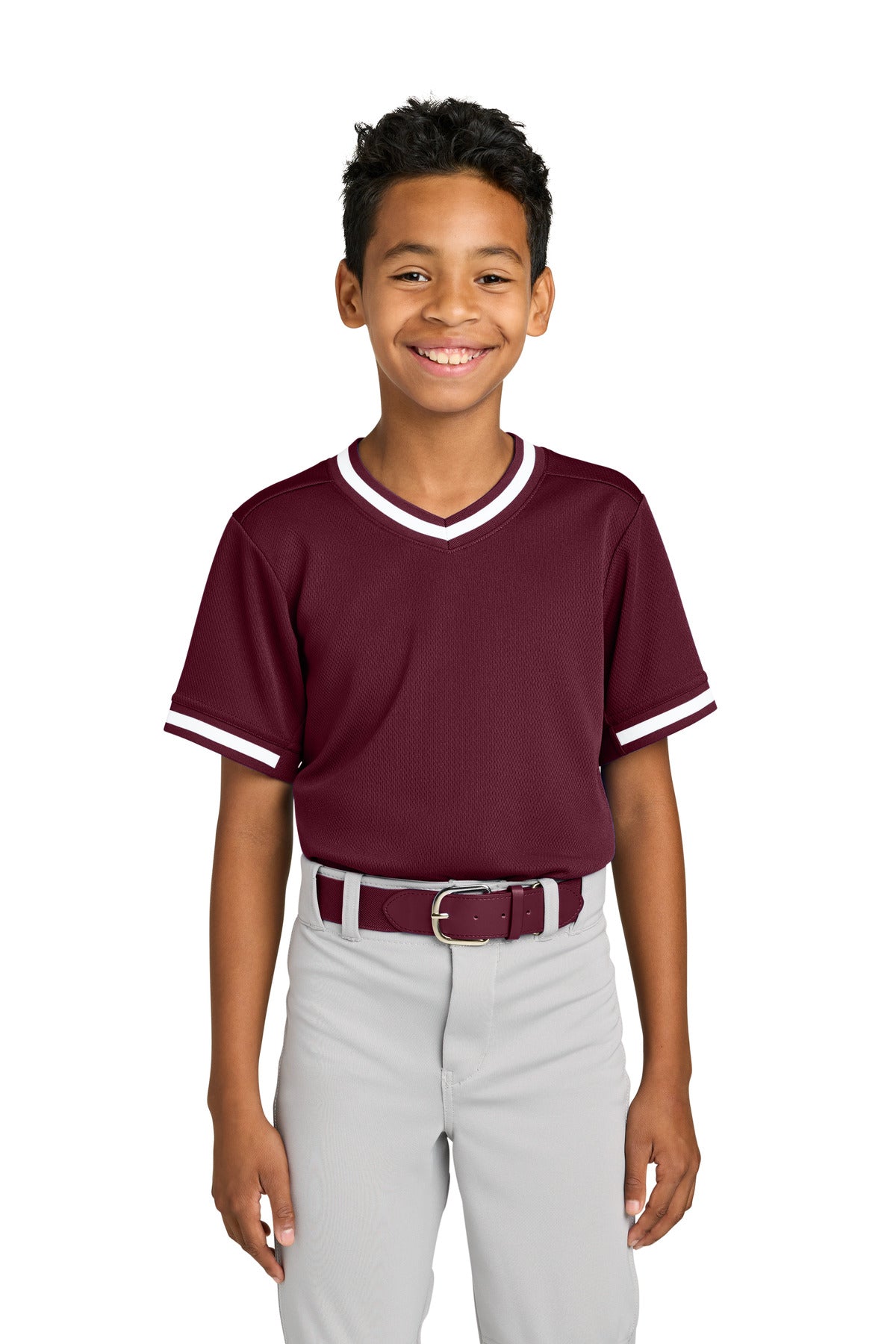 Sport-Tek Youth Tough Mesh V-Neck Baseball Jersey YST221