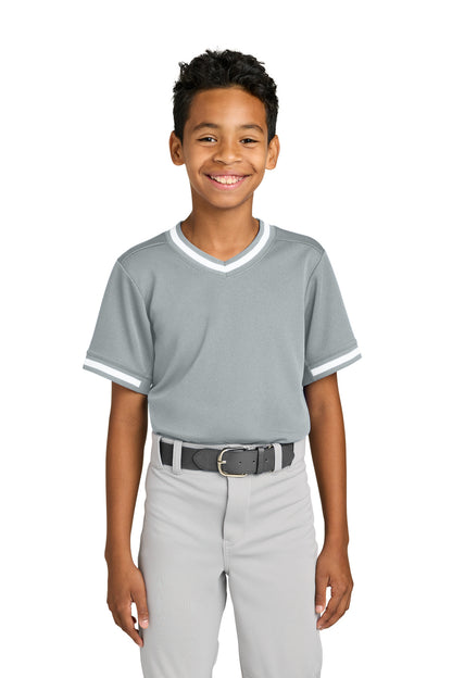Sport-Tek Youth Tough Mesh V-Neck Baseball Jersey YST221
