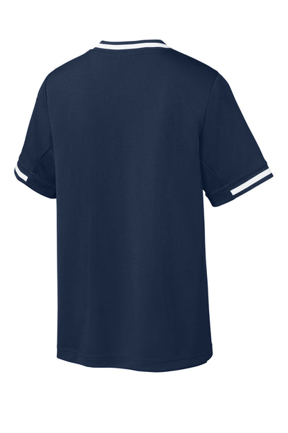 Sport-Tek Youth Tough Mesh V-Neck Baseball Jersey YST221