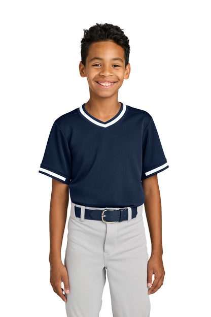 Sport-Tek Youth Tough Mesh V-Neck Baseball Jersey YST221