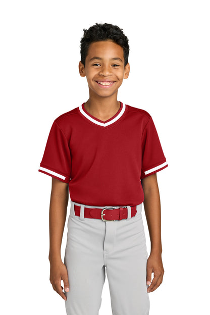 Sport-Tek Youth Tough Mesh V-Neck Baseball Jersey YST221