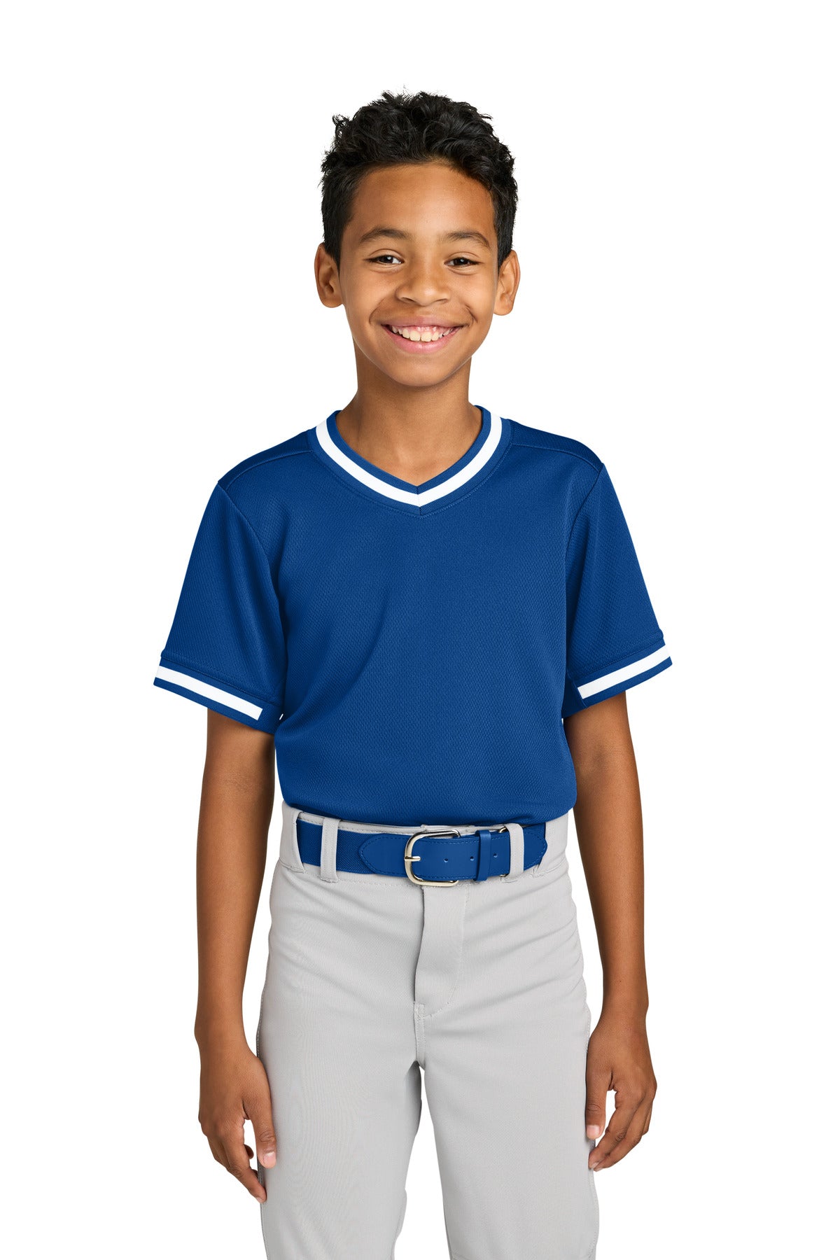 Sport-Tek Youth Tough Mesh V-Neck Baseball Jersey YST221