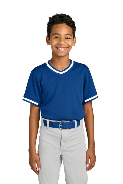Sport-Tek Youth Tough Mesh V-Neck Baseball Jersey YST221