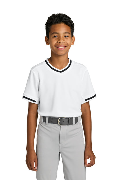 Sport-Tek Youth Tough Mesh V-Neck Baseball Jersey YST221