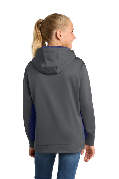 Sport-Tek Youth Sport-Wick Fleece Colorblock Hooded Pullover.  YST235