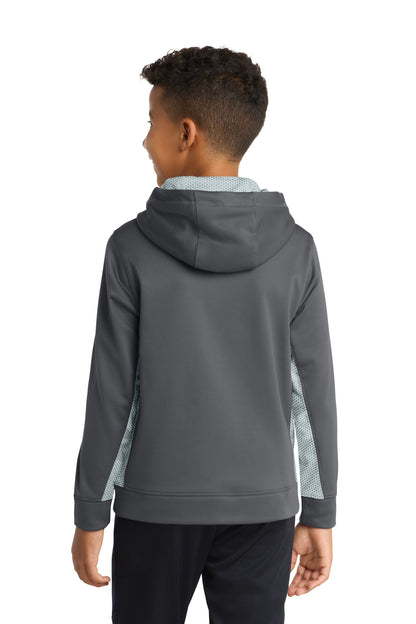 Sport-Tek Youth Sport-Wick CamoHex Fleece Colorblock Hooded Pullover.  YST239