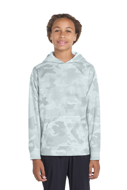 Sport-Tek Youth Sport-Wick CamoHex Fleece Hooded Pullover.  YST240